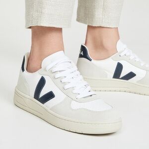Veja White and Navy Sneakers